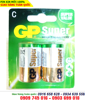 Pin trung C 1.5V Alkaline GP14A-2U2 _Pin GP14A-2U2 Super Alkaline _Vỉ 2viên